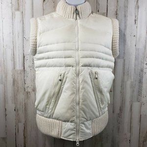 5/$25 Lithic Womens Vest S Cream Knit Trim Full Zip Three Zip Pockets Down